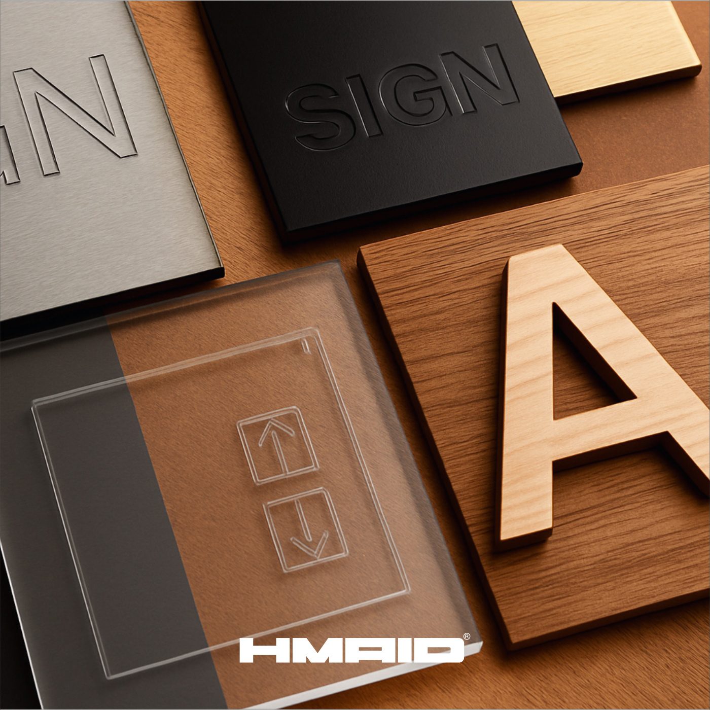 Materials and finishes used in signage and brand environments